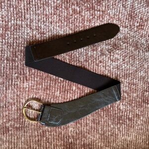 Vegan Leather Dark Brown Belt with Gold Tone Hardware Size L/XL